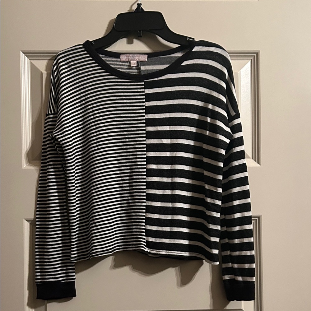 Moa Moa Black and White Striped Kids Blouse